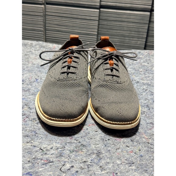 Cole Haan Men\'s Size 9M OriginalGrand Wingtip Oxford Grey Knit Shoes C27961 main image 3